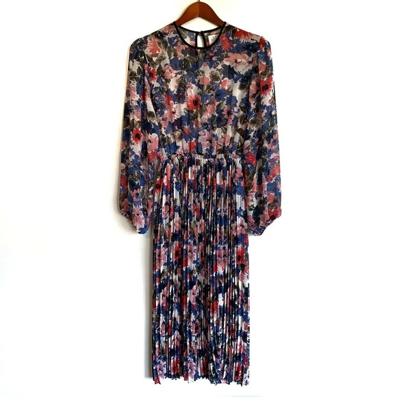 MISA Los Angeles Sz S Juliana Pleated Midi Dress Floral New With Tags - Picture 4 of 12